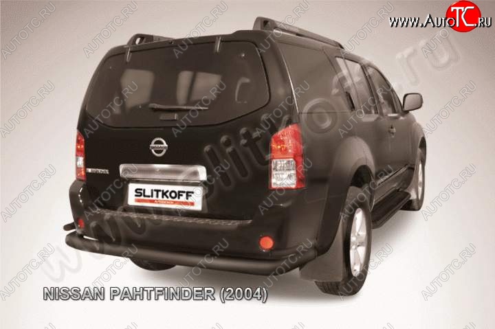 11 299 р. Защита задняя Slitkoff  Nissan Pathfinder  R51 (2004-2007) дорестайлинг (Цвет: серебристый)  с доставкой в г. Воронеж