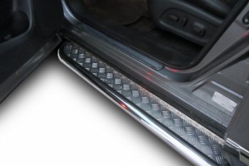 14 579 р. Защита штатных порогов с листом Arbori (нержавейка, алюминий, d57)  Nissan Pathfinder  R52 (2012-2017) дорестайлинг  с доставкой в г. Воронеж. Увеличить фотографию 2