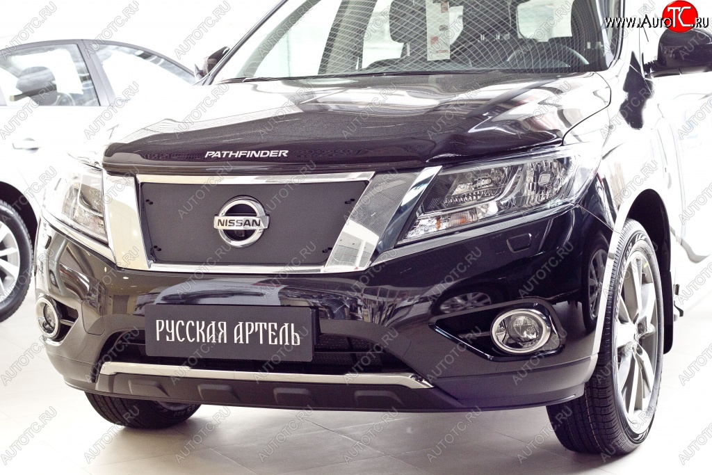 1 369 р. Зимняя заглушка решетки переднего бампера РА Nissan Pathfinder R52 дорестайлинг (2012-2017)  с доставкой в г. Воронеж
