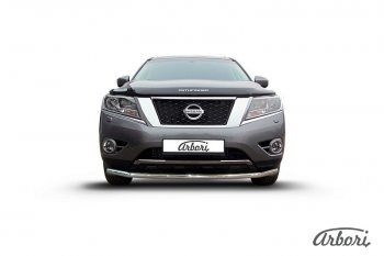 Защита переднего бампера Arbori (нержавейка, 1 труба d57 mm). Nissan Pathfinder  R52 (2012-2017) дорестайлинг