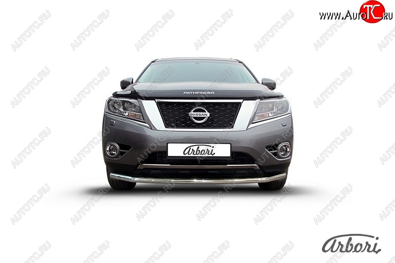 16 559 р. Защита переднего бампера Arbori (нержавейка, 1 труба d57 mm).  Nissan Pathfinder  R52 (2012-2017) дорестайлинг  с доставкой в г. Воронеж