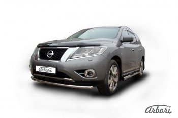 16 559 р. Защита переднего бампера Arbori (нержавейка, 1 труба d57 mm)  Nissan Pathfinder  R52 (2012-2017) дорестайлинг  с доставкой в г. Воронеж. Увеличить фотографию 2