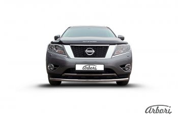 Защита переднего бампера Arbori (нержавейка, 1 труба d57 mm) Nissan Pathfinder  R52 (2012-2017) дорестайлинг