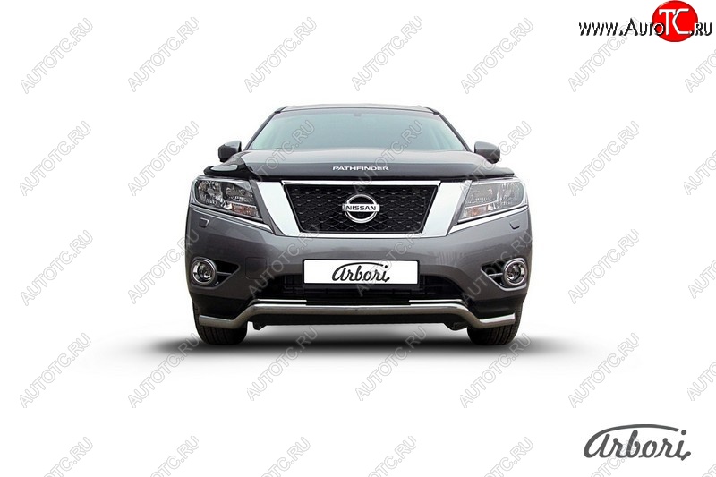 20 249 р. Защита переднего бампера Arbori (волна, нержавейка, 1 труба d57 mm).  Nissan Pathfinder  R52 (2012-2017) дорестайлинг  с доставкой в г. Воронеж