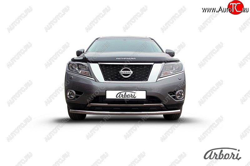 16 559 р. Защита переднего бампера Arbori (нержавейка, 1 труба d57 mm)  Nissan Pathfinder  R52 (2012-2017) дорестайлинг  с доставкой в г. Воронеж