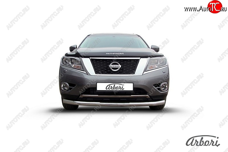 14 363 р. Защита переднего бампера Arbori (нержавейка, 1 труба d76 mm). Nissan Pathfinder R52 дорестайлинг (2012-2017)  с доставкой в г. Воронеж