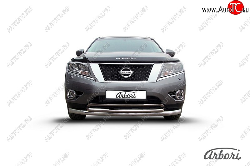 17 009 р. Защита переднего бампера Arbori (нержавейка, 2 трубы d76 и 57 mm)  Nissan Pathfinder  R52 (2012-2017) дорестайлинг  с доставкой в г. Воронеж