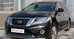14 499 р. Защита переднего бампера (2 трубыØ63 и 42 мм, нержавейка) SLITKOFF Nissan Pathfinder R52 дорестайлинг (2012-2017)  с доставкой в г. Воронеж. Увеличить фотографию 2