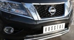 14 499 р. Защита переднего бампера (2 трубыØ63 и 42 мм, нержавейка) SLITKOFF Nissan Pathfinder R52 дорестайлинг (2012-2017)  с доставкой в г. Воронеж. Увеличить фотографию 3