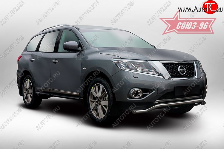 16 559 р. Защита переднего бампера одинарная Souz-96 Premium (d60)  Nissan Pathfinder  R52 (2012-2017) дорестайлинг  с доставкой в г. Воронеж