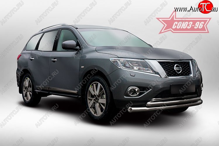 21 194 р. Защита переднего бампера двойная Souz-96 (d76/60)  Nissan Pathfinder  R52 (2012-2017) дорестайлинг  с доставкой в г. Воронеж