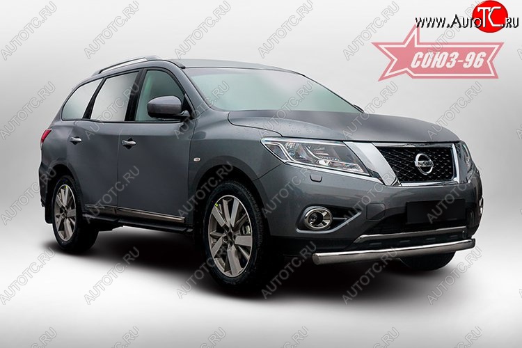 17 144 р. Защита переднего бампера из овальной трубы (d75х42) Souz-96  Nissan Pathfinder  R52 (2012-2017) дорестайлинг  с доставкой в г. Воронеж