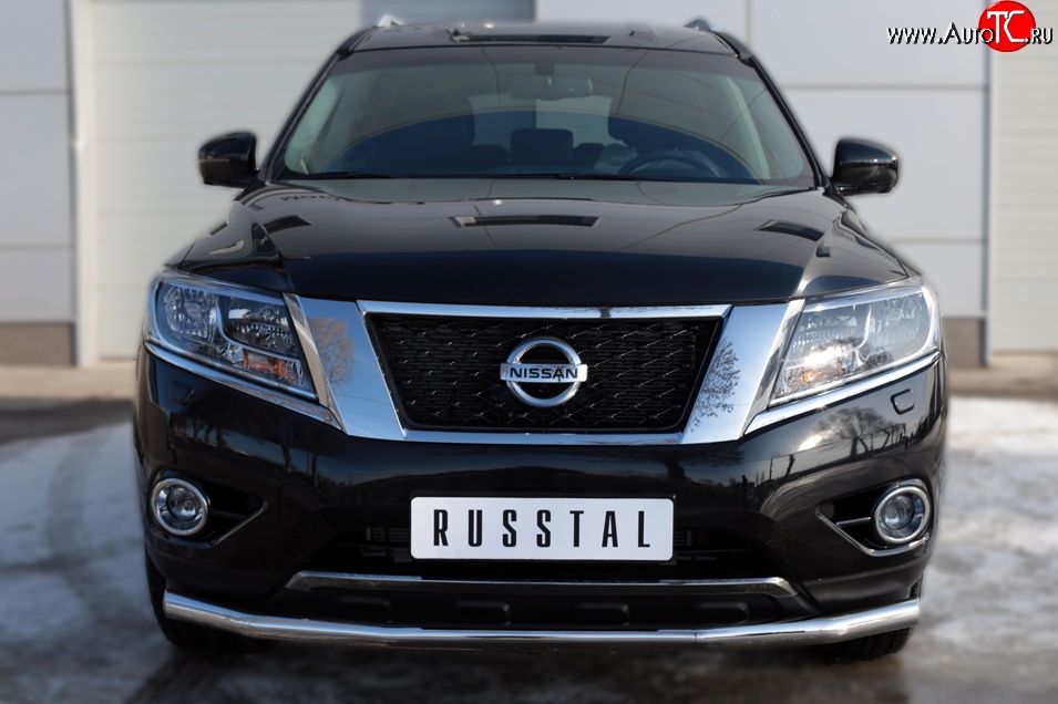 15 999 р. Одинарная защита переднего бампера диаметром 63 мм SLITKOFF  Nissan Pathfinder  R52 (2012-2017) дорестайлинг  с доставкой в г. Воронеж