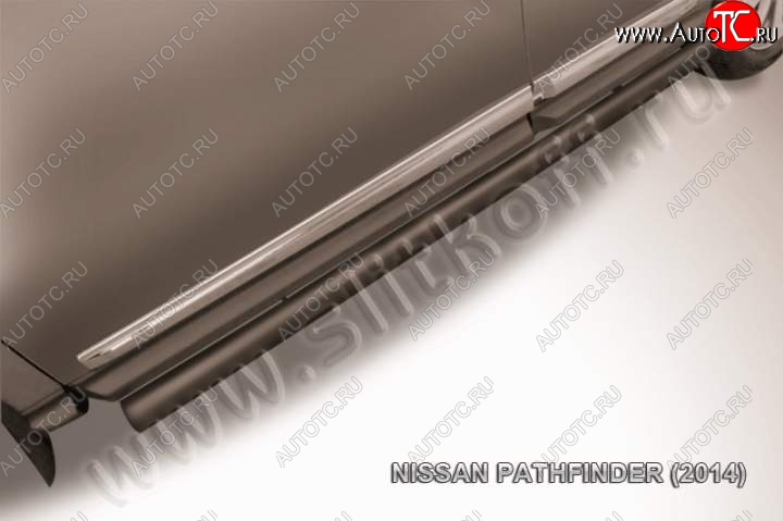 11 549 р. Защита порогов Slitkoff  Nissan Pathfinder  R52 (2012-2017) дорестайлинг (Цвет: серебристый)  с доставкой в г. Воронеж