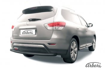 Защита заднего бампера Arbori (черная, 1 труба d76 mm). Nissan Pathfinder R52 дорестайлинг (2012-2017)