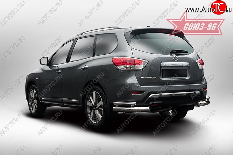 17 504 р. Защита заднего бампера из двойных боковых уголков Souz-96 (d76/42)  Nissan Pathfinder  R52 (2012-2017) дорестайлинг  с доставкой в г. Воронеж