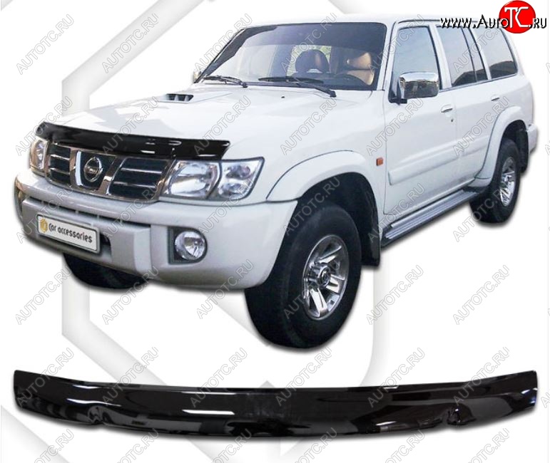 1 999 р. Дефлектор капота CA-Plastiс Nissan Patrol 5 Y61 дорестайлинг (1997-2001) (серия Classic черный, Без надписи)  с доставкой в г. Воронеж