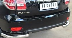 11 999 р. Защита заднего бампера (Ø76 мм уголки, нержавейка) SLITKOFF Nissan Patrol 6 Y62 рестайлинг (2014-2017)  с доставкой в г. Воронеж. Увеличить фотографию 2