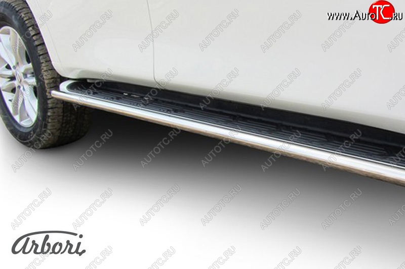 3 194 р. Защита штатных порогов Arbori (нержавейка, d42 mm).  Nissan Patrol  6 (2010-2014) Y62 дорестайлинг  с доставкой в г. Воронеж