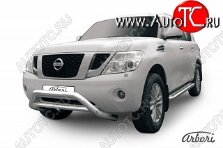 49 499 р. Защита переднего бампера Arbori (низкая, нержавейка, 1 труба d76 mm).  Nissan Patrol  6 (2010-2014) Y62 дорестайлинг  с доставкой в г. Воронеж