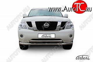 26 369 р. Защита переднего бампера Arbori (нержавейка, 2 трубы d76 и 57 mm)  Nissan Patrol  6 (2010-2014) Y62 дорестайлинг  с доставкой в г. Воронеж