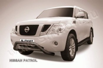 Кенгурятник d76 низкий широкий с перемычкой Nissan Patrol  6 (2010-2014) Y62 дорестайлинг