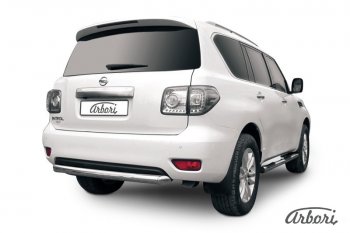 Защита заднего бампера Arbori (короткая, нержавейка, 1 труба d76 mm). Nissan Patrol  6 (2010-2014) Y62 дорестайлинг