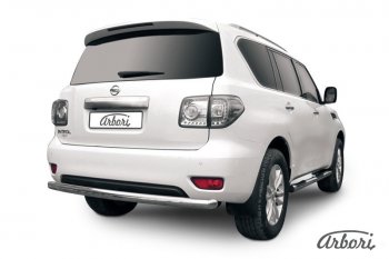 Защита заднего бампера Arbori (нержавейка, 1 труба d76 mm). Nissan Patrol  6 (2010-2014) Y62 дорестайлинг
