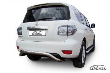31 139 р. Защита заднего бампера Arbori (скоба, нержавейка, 1 труба d76 mm).  Nissan Patrol  6 (2010-2014) Y62 дорестайлинг  с доставкой в г. Воронеж. Увеличить фотографию 2