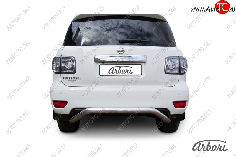 31 139 р. Защита заднего бампера Arbori (скоба, нержавейка, 1 труба d76 mm).  Nissan Patrol  6 (2010-2014) Y62 дорестайлинг  с доставкой в г. Воронеж