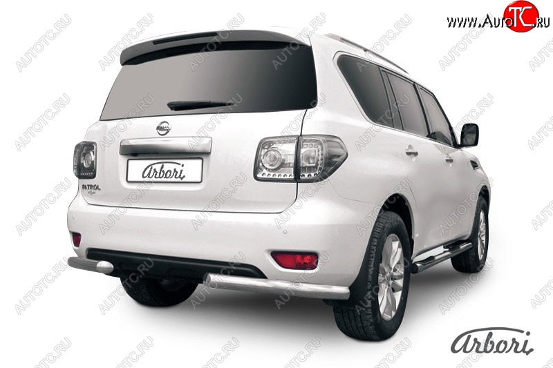 25 829 р. Защита заднего бампера Arbori (уголки, нержавейка, 2 труба d76 и 42 mm).  Nissan Patrol  6 (2010-2014) Y62 дорестайлинг  с доставкой в г. Воронеж