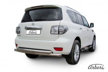 33 209 р. Защита заднего бампера Arbori (нержавейка, 2 трубы d76 mm).  Nissan Patrol  6 (2010-2014) Y62 дорестайлинг  с доставкой в г. Воронеж. Увеличить фотографию 2