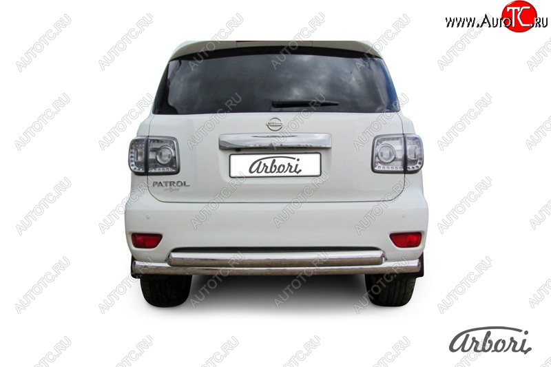 33 209 р. Защита заднего бампера Arbori (нержавейка, 2 трубы d76 mm).  Nissan Patrol  6 (2010-2014) Y62 дорестайлинг  с доставкой в г. Воронеж