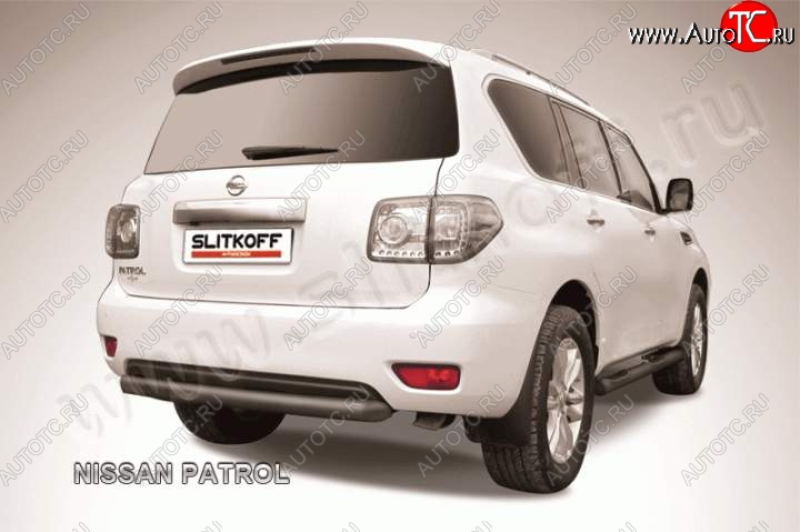 13 899 р. Защита задняя Slitkoff  Nissan Patrol  6 (2010-2014) Y62 дорестайлинг (Цвет: серебристый)  с доставкой в г. Воронеж