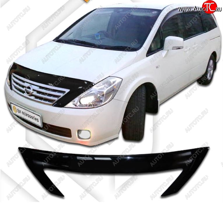 2 599 р. Дефлектор капота CA-Plastiс exclusive  Nissan Presage (2003-2009) (Classic черный, Без надписи)  с доставкой в г. Воронеж