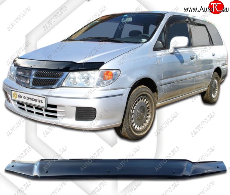 2 079 р. Дефлектор капота CA-Plastic Nissan Presage U30 дорестайлинг (1998-2001) (серия Classic черный, Без надписи)  с доставкой в г. Воронеж