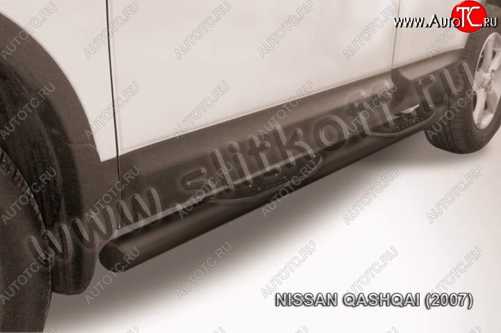 12 399 р. Защита порогов Slitkoff Nissan Qashqai 1 дорестайлинг (2007-2010) (Цвет: серебристый)  с доставкой в г. Воронеж
