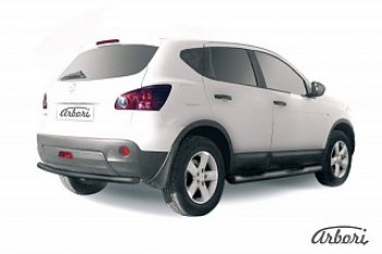 3 644 р. Защита заднего бампера Arbori (черная, 1 труба d57 mm). Nissan Qashqai 1 дорестайлинг (2007-2010)  с доставкой в г. Воронеж. Увеличить фотографию 1