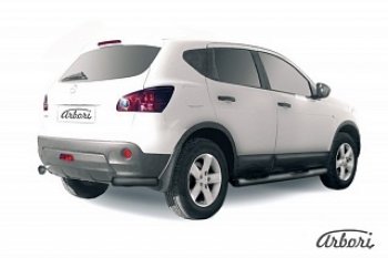 2 789 р. Защита заднего бампера Arbori (уголки, черная, 1 труба d57 mm).  Nissan Qashqai  1 (2007-2010) дорестайлинг  с доставкой в г. Воронеж. Увеличить фотографию 1