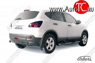 2 789 р. Защита заднего бампера Arbori (уголки, черная, 1 труба d57 mm).  Nissan Qashqai  1 (2007-2010) дорестайлинг  с доставкой в г. Воронеж