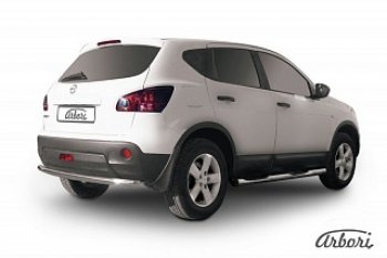 9 809 р. Защита заднего бампера Arbori (нержавейка, 1 труба d57 mm).  Nissan Qashqai  1 (2007-2010) дорестайлинг  с доставкой в г. Воронеж. Увеличить фотографию 1