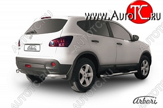 6 659 р. Защита заднего бампера Arbori (уголки, нержавейка, 1 труба d57 mm).  Nissan Qashqai  1 (2007-2010) дорестайлинг  с доставкой в г. Воронеж