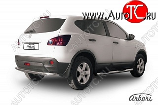 9 809 р. Защита заднего бампера Arbori (нержавейка, 1 труба d57 mm). Nissan Qashqai 1 дорестайлинг (2007-2010)  с доставкой в г. Воронеж