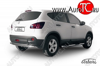 10 709 р. Защита заднего бампера Arbori (нержавейка, 2 трубы d57 и 42 mm). Nissan Qashqai 1 дорестайлинг (2007-2010)  с доставкой в г. Воронеж