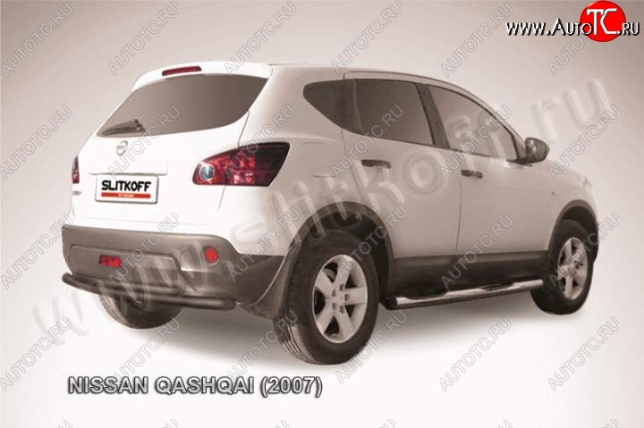 7 599 р. Защита заднего бампера d57+d42 двойная Nissan Qashqai 1 дорестайлинг (2007-2010) (Цвет: серебристый)  с доставкой в г. Воронеж