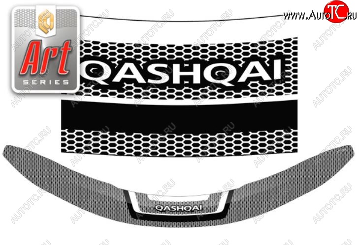 2 399 р. Дефлектор капота CA-Plastiс  Nissan Qashqai  2 (2013-2019) J11 дорестайлинг (Серия Art белая)  с доставкой в г. Воронеж