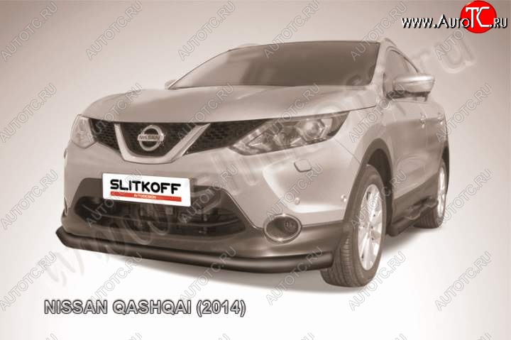 9 649 р. Защита переднего бампер Slitkoff Nissan Qashqai 2 J11 дорестайлинг (2013-2019) (Цвет: серебристый)  с доставкой в г. Воронеж