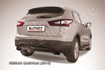 8 599 р. Защита задняя Slitkoff Nissan Qashqai 2 J11 дорестайлинг (2013-2019) (Цвет: серебристый)  с доставкой в г. Воронеж. Увеличить фотографию 1