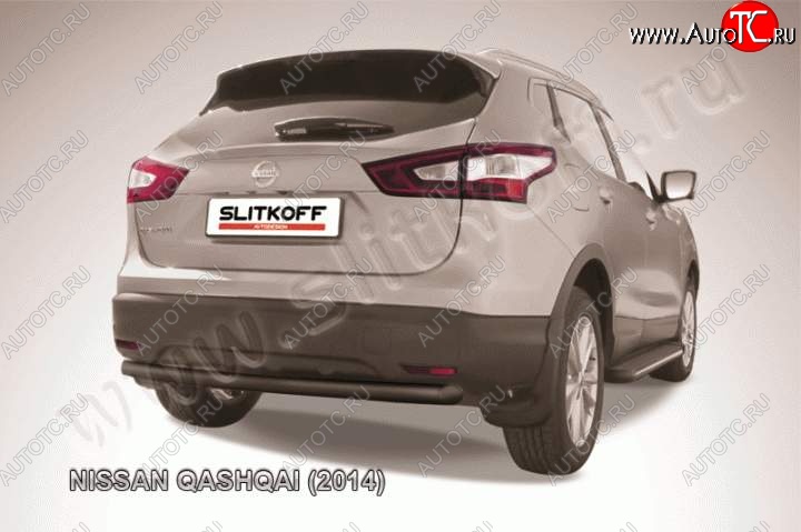 7 599 р. Защита задняя Slitkoff Nissan Qashqai 2 J11 дорестайлинг (2013-2019) (Цвет: серебристый)  с доставкой в г. Воронеж