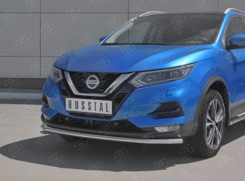 13 999 р. Защита переднего бампера (Ø42 мм, нержавейка) SLITKOFF Nissan Qashqai 2 J11 рестайлинг (2017-2022)  с доставкой в г. Воронеж. Увеличить фотографию 2